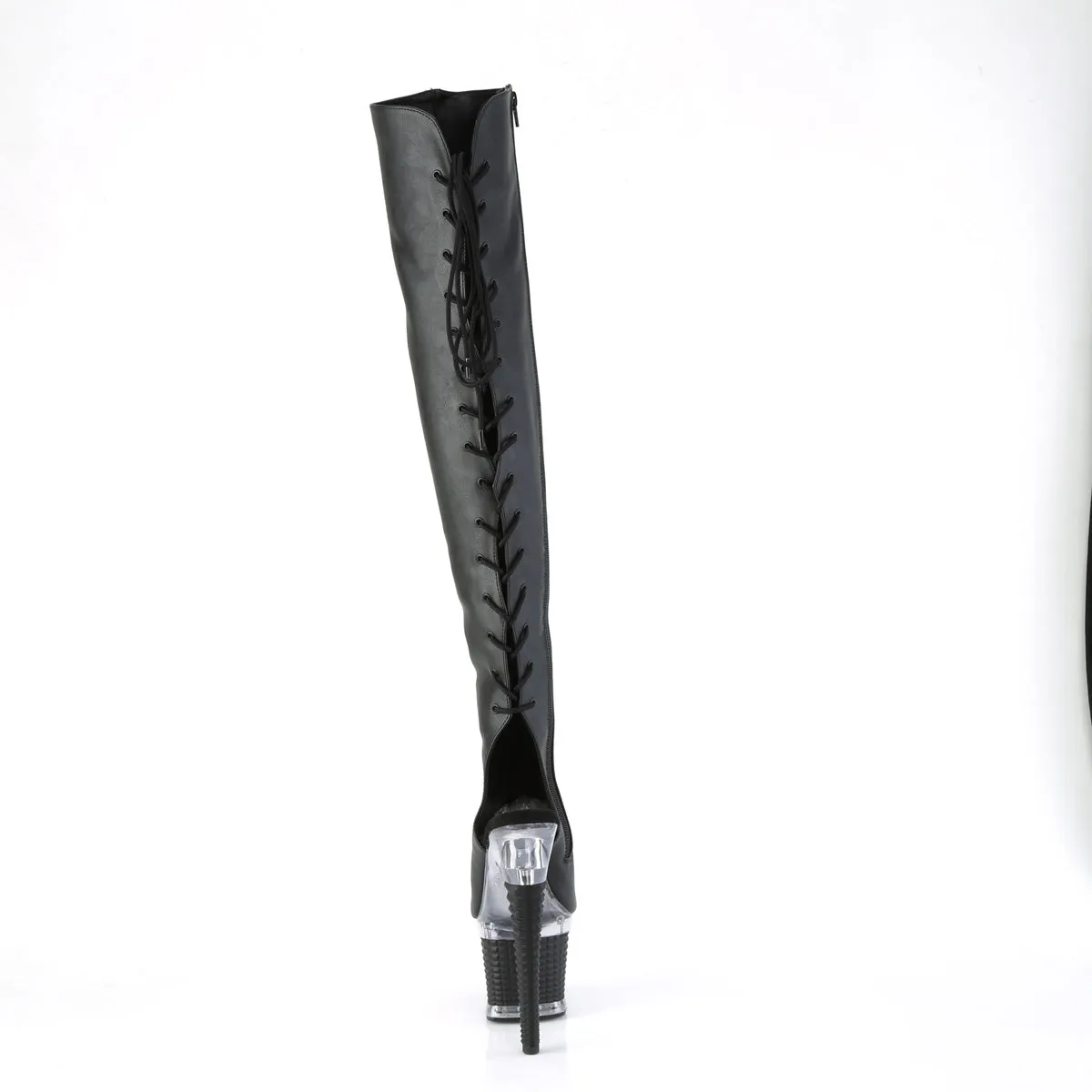 SPECTATOR-3019 Pleaser Black Faux Leather Sexy Platform Shoes (Pole Dancing Heels)