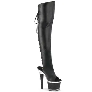 SPECTATOR-3019 Pleaser Black Faux Leather Sexy Platform Shoes (Pole Dancing Heels)