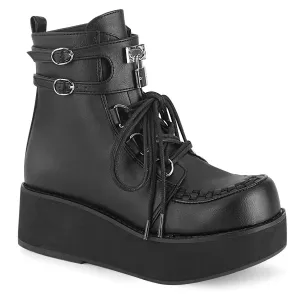 SPRITE-70 DemoniaCult Black Vegan Leather Sexy Women's Ankle Boots (Alternative Footwear)