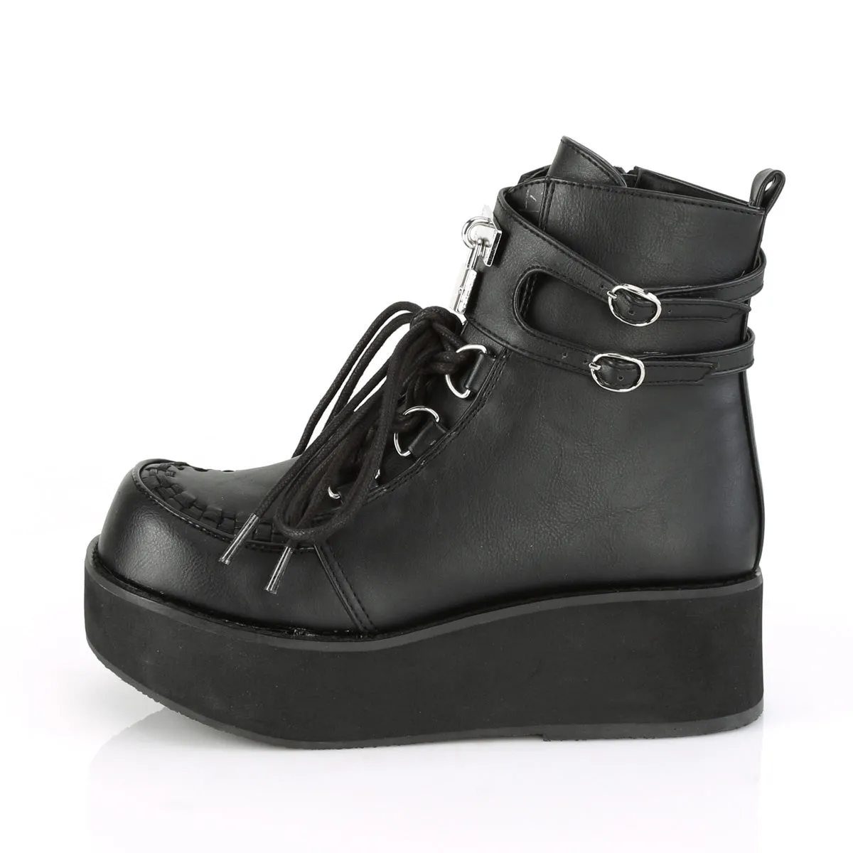 SPRITE-70 DemoniaCult Black Vegan Leather Sexy Women's Ankle Boots (Alternative Footwear)