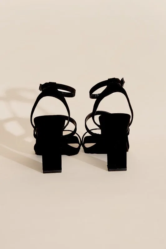 Square Toe Ankle Strap Heels