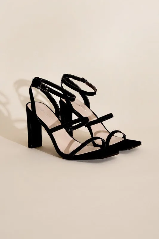 Square Toe Ankle Strap Heels