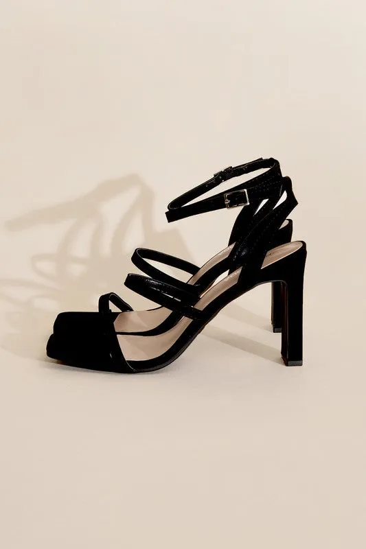 Square Toe Ankle Strap Heels