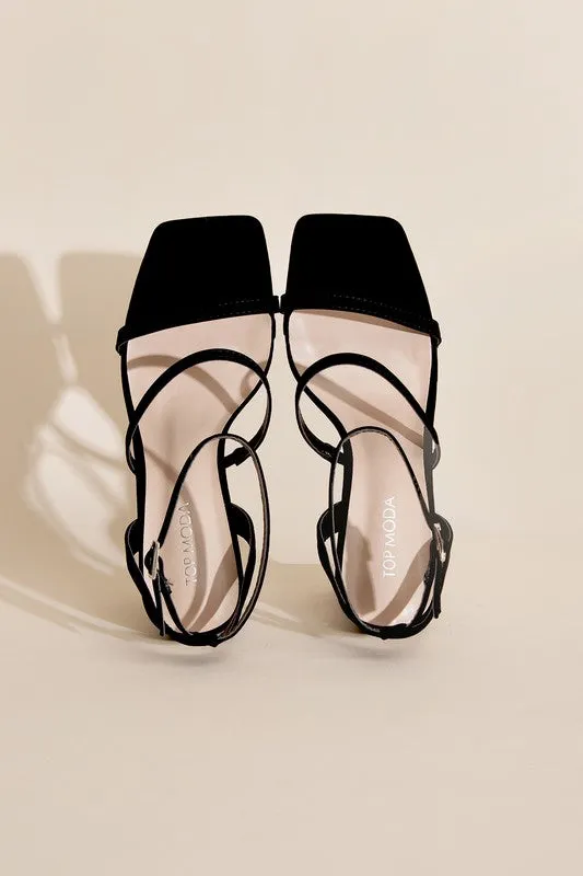 Square Toe Ankle Strap Heels