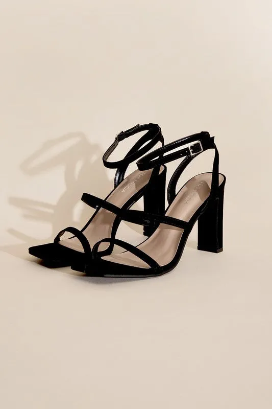 Square Toe Ankle Strap Heels