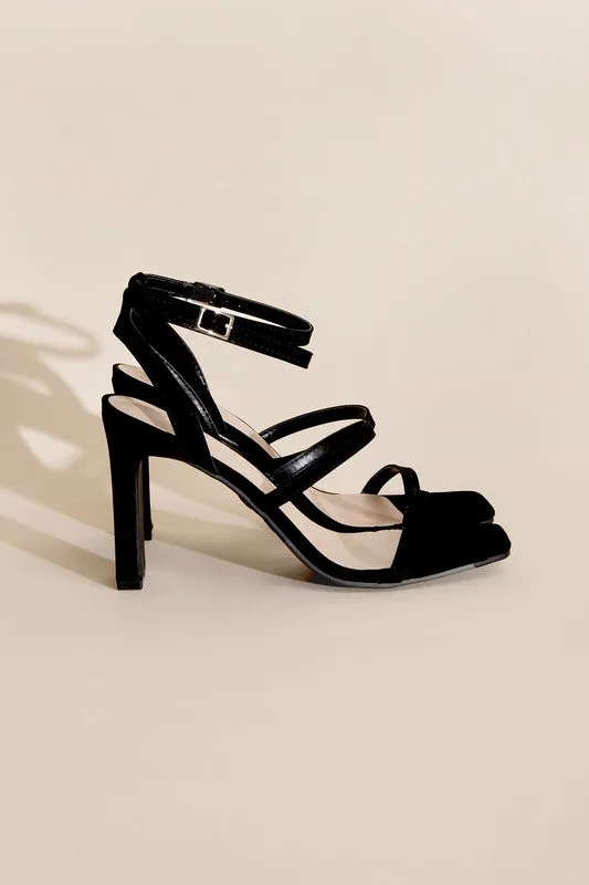 Square Toe Ankle Strap Heels