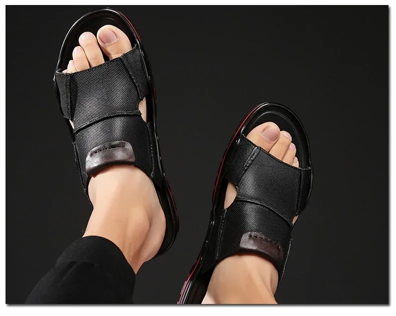 SSX Men's Summer Genuine Leather Slipper Sandals