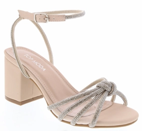 Open Plan Water Safe Knotted Rhinestone Straps Dress Sandal (NUDE)