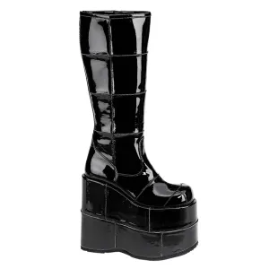 STACK-301 DemoniaCult Black Patent Sexy Unisex Platform Shoes & Boots (Alternative Footwear)
