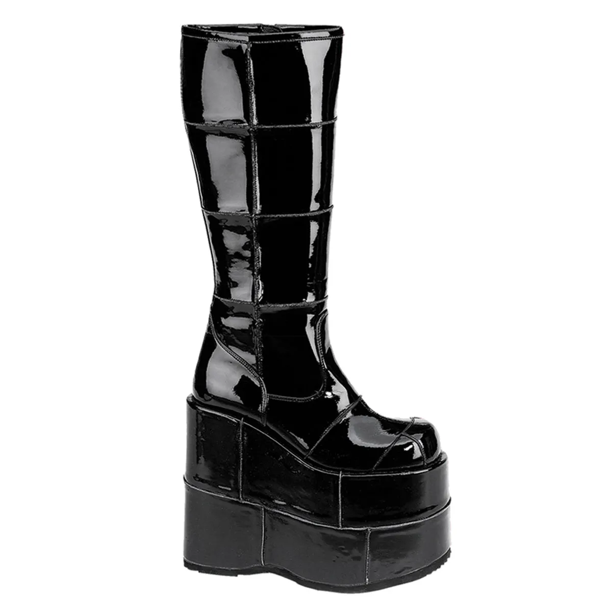 STACK-301 DemoniaCult Black Patent Sexy Unisex Platform Shoes & Boots (Alternative Footwear)