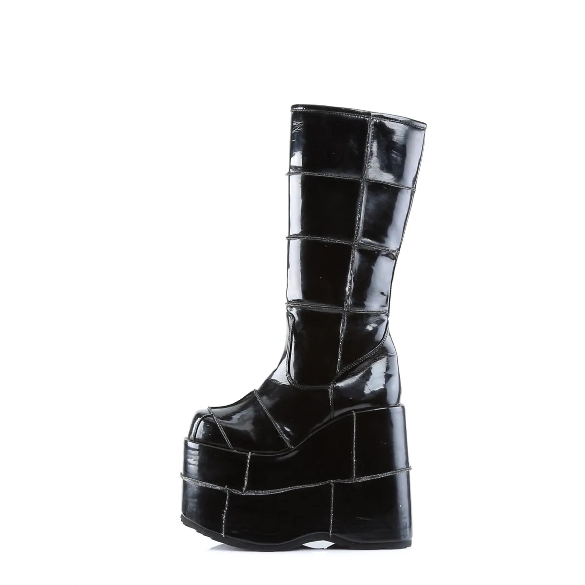 STACK-301 DemoniaCult Black Patent Sexy Unisex Platform Shoes & Boots (Alternative Footwear)
