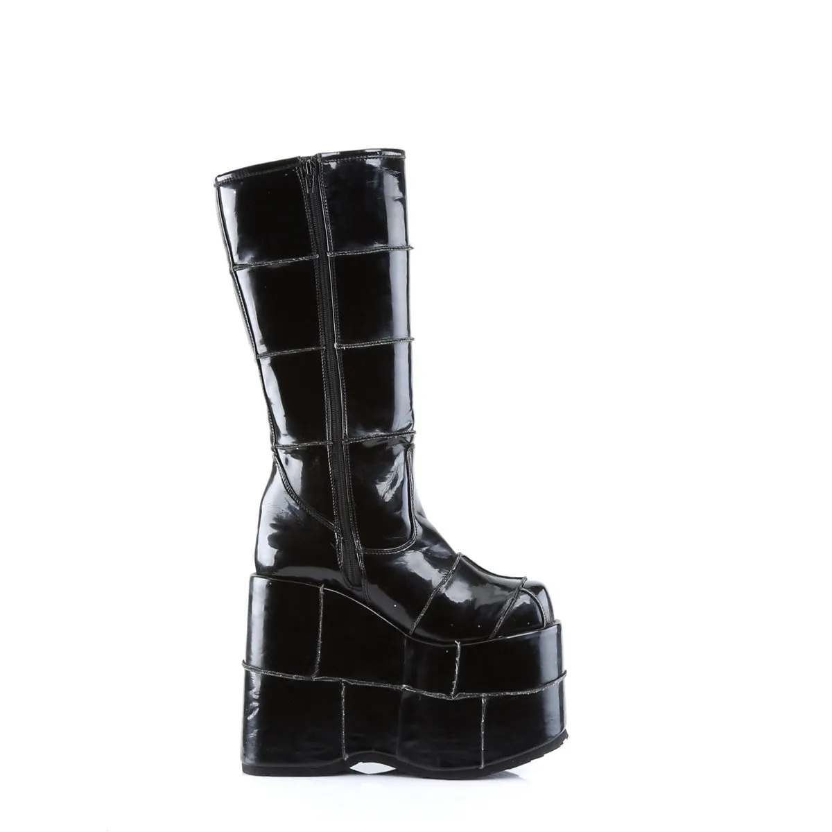 STACK-301 DemoniaCult Black Patent Sexy Unisex Platform Shoes & Boots (Alternative Footwear)
