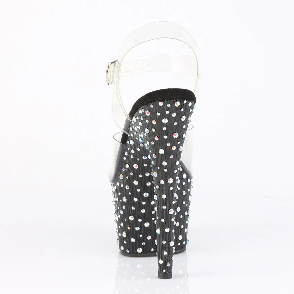 STARDANCE-708 Pleaser Clear/Black/Silver Sexy Platform Shoes (Pole Dancing Heels)