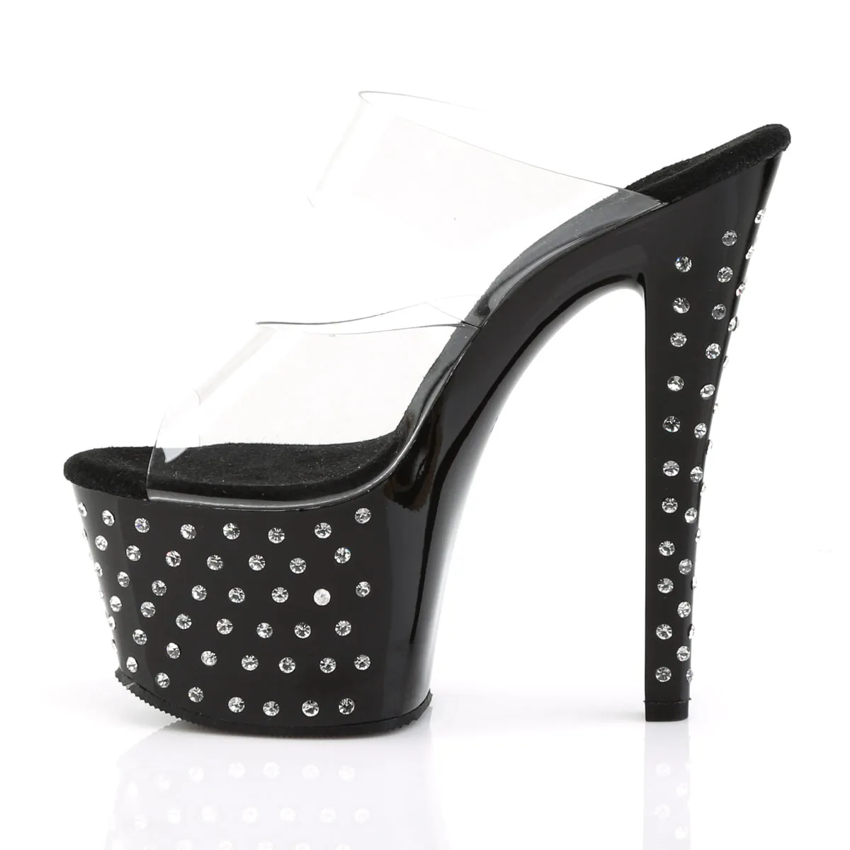 STARDUST-702 Pleaser Clear/Black Sexy Platform Shoes (Pole Dancing Heels)