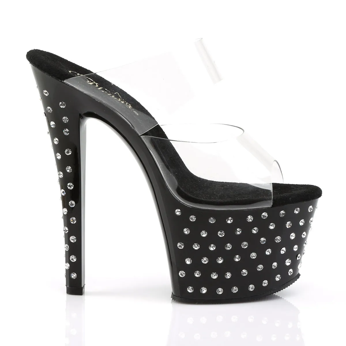 STARDUST-702 Pleaser Clear/Black Sexy Platform Shoes (Pole Dancing Heels)