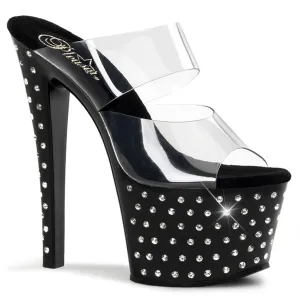 STARDUST-702 Pleaser Clear/Black Sexy Platform Shoes (Pole Dancing Heels)