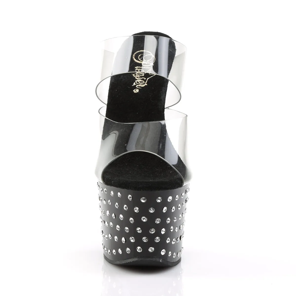 STARDUST-702 Pleaser Clear/Black Sexy Platform Shoes (Pole Dancing Heels)