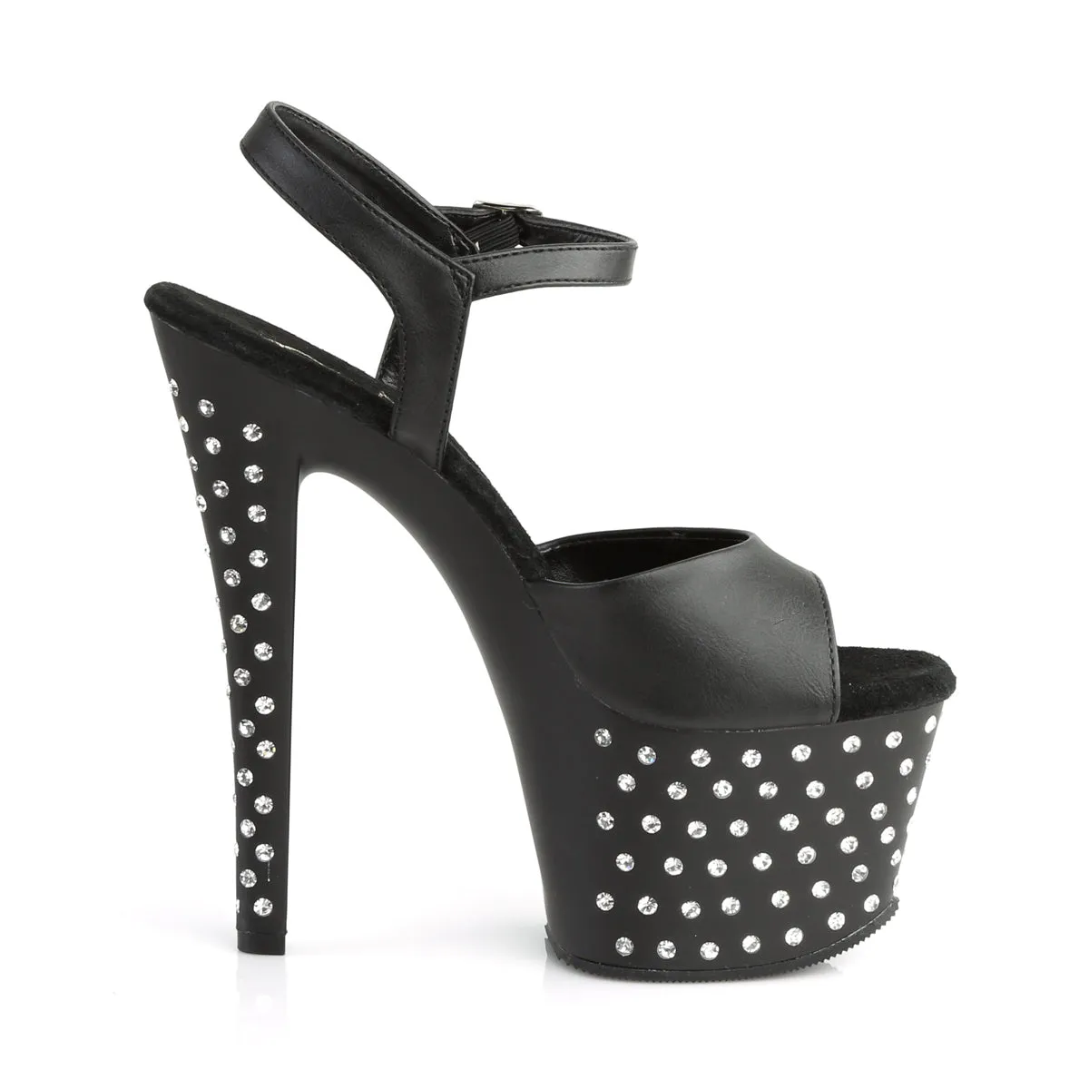 STARDUST-709 Pleaser Black Faux Leather Sexy Platform Shoes (Pole Dancing Heels)