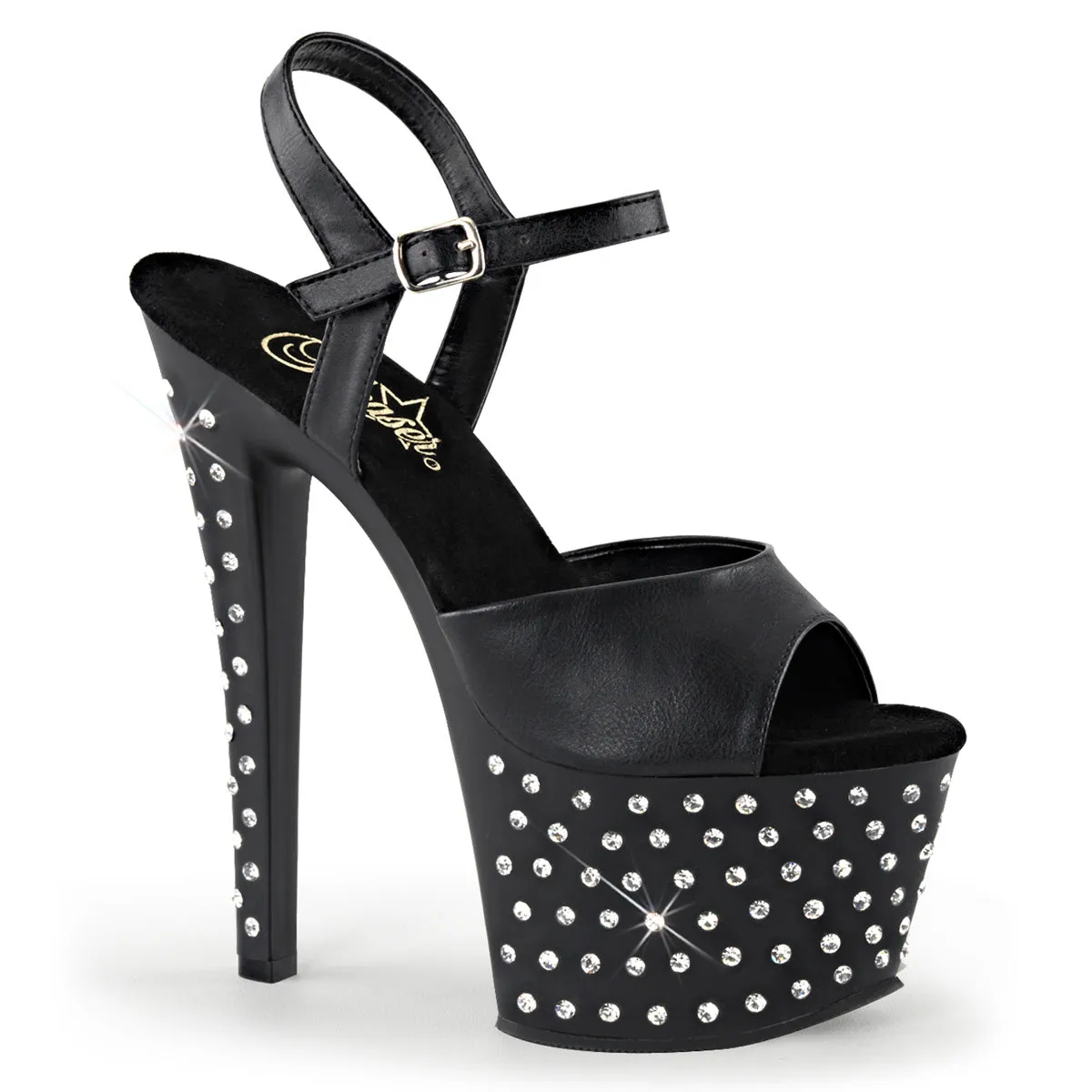 STARDUST-709 Pleaser Black Faux Leather Sexy Platform Shoes (Pole Dancing Heels)
