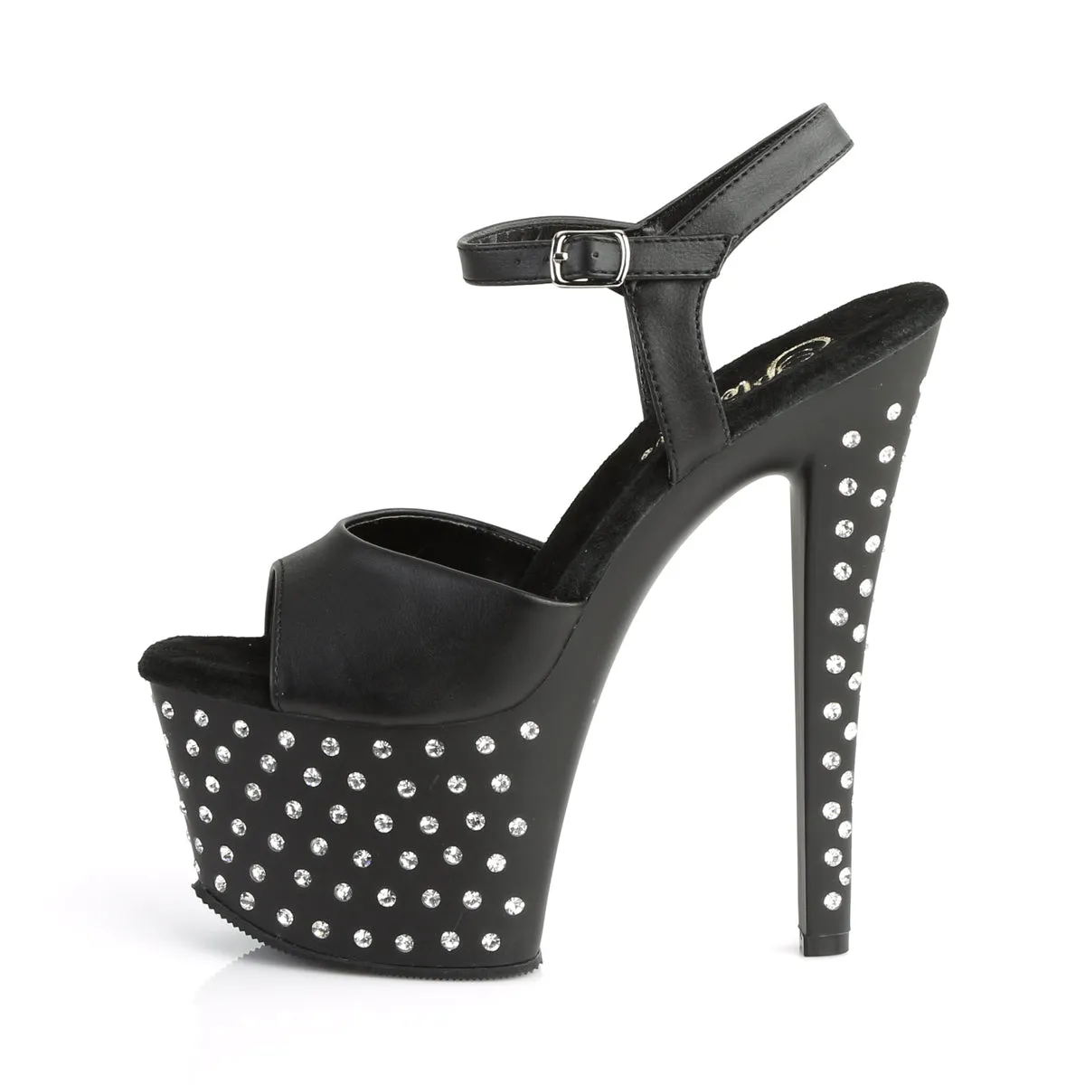 STARDUST-709 Pleaser Black Faux Leather Sexy Platform Shoes (Pole Dancing Heels)