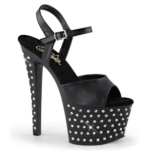 STARDUST-709 Pleaser Black Faux Leather Sexy Platform Shoes (Pole Dancing Heels)