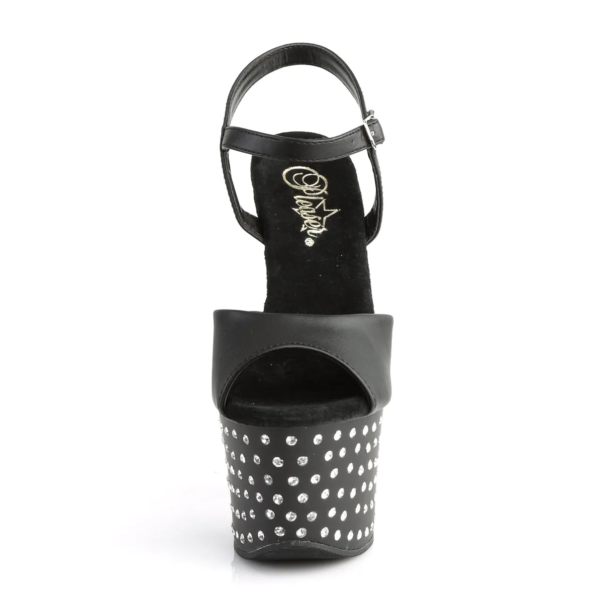 STARDUST-709 Pleaser Black Faux Leather Sexy Platform Shoes (Pole Dancing Heels)
