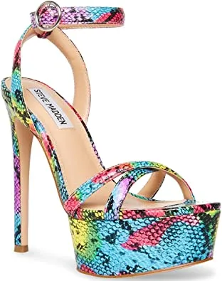 Steve Madden Marciana Bright Multi Ankle Strap Open Toe High Heel Sandals