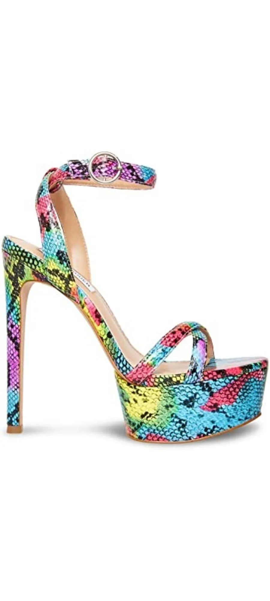 Steve Madden Marciana Bright Multi Ankle Strap Open Toe High Heel Sandals