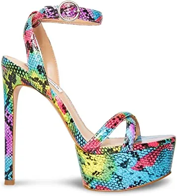 Steve Madden Marciana Bright Multi Ankle Strap Open Toe High Heel Sandals