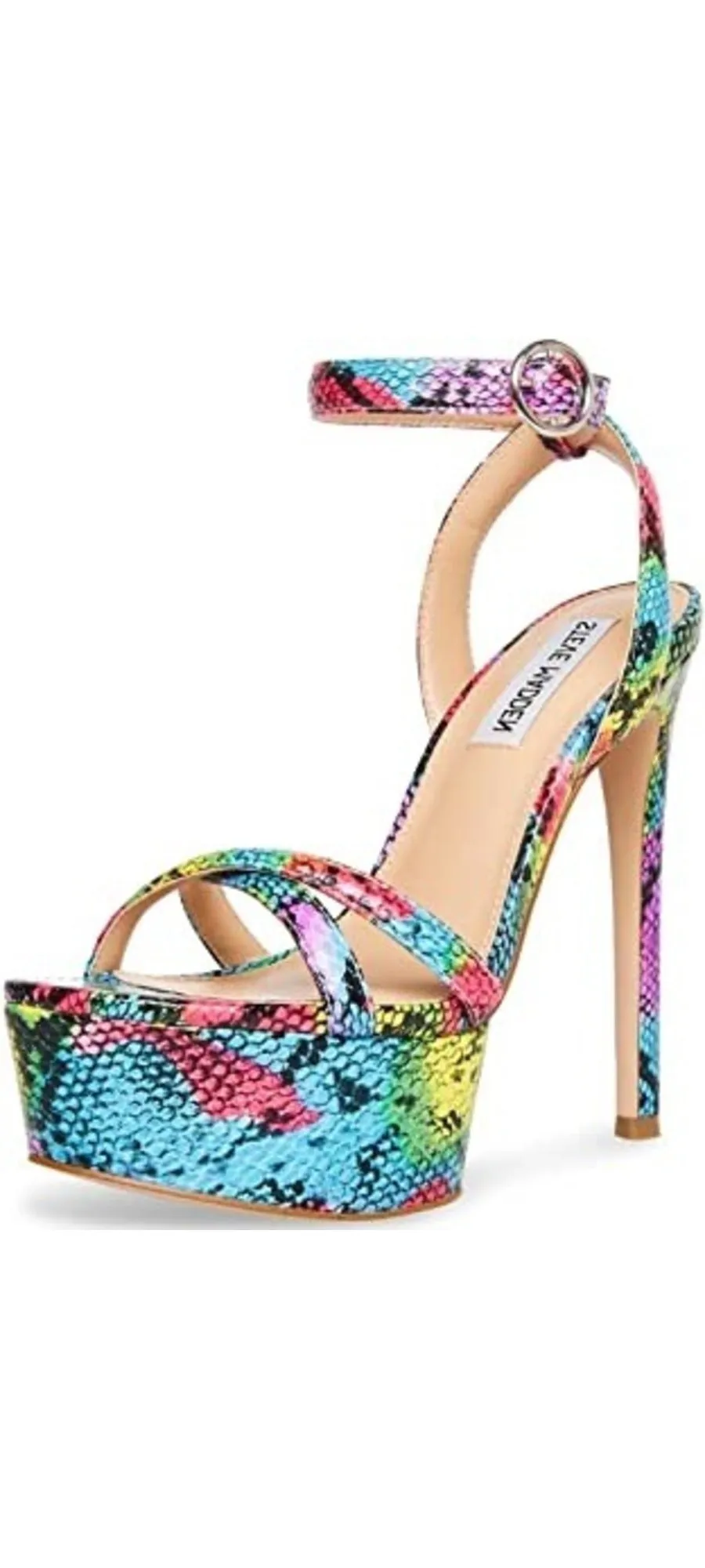 Steve Madden Marciana Bright Multi Ankle Strap Open Toe High Heel Sandals