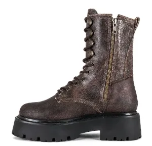 Steve Madden Rowen Brown Distressed Leather Fashion Platform Mid Calf Boots