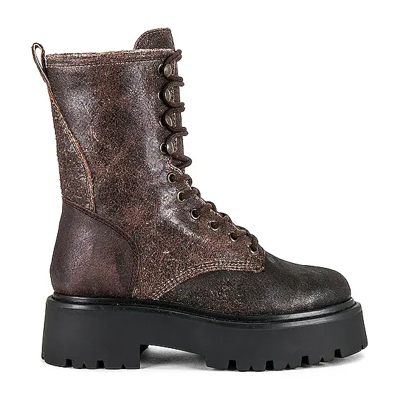 Steve Madden Rowen Brown Distressed Leather Fashion Platform Mid Calf Boots