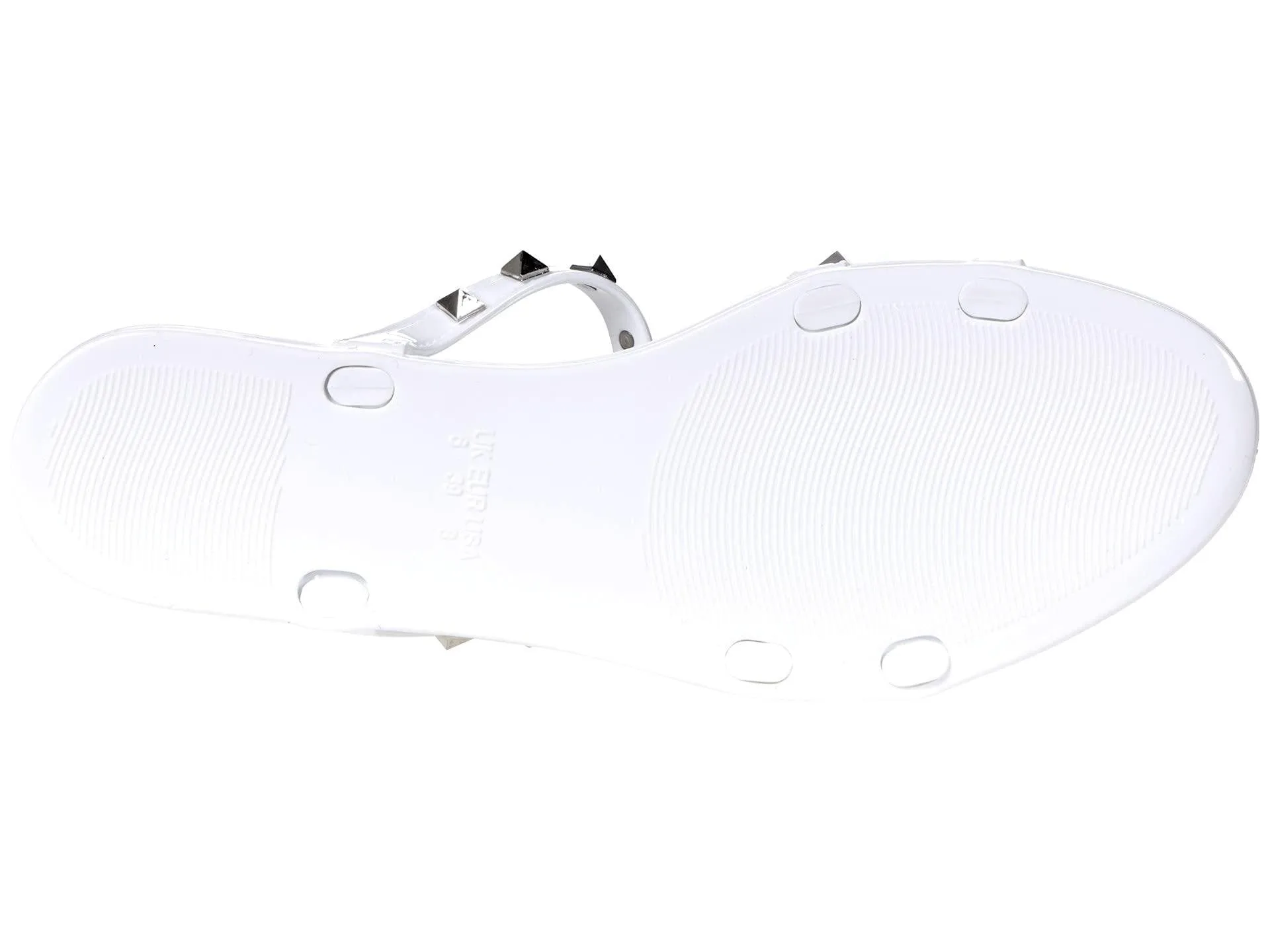 Steve Madden Steer Multi-Strap Stud Detail Flat Slide Sandals White