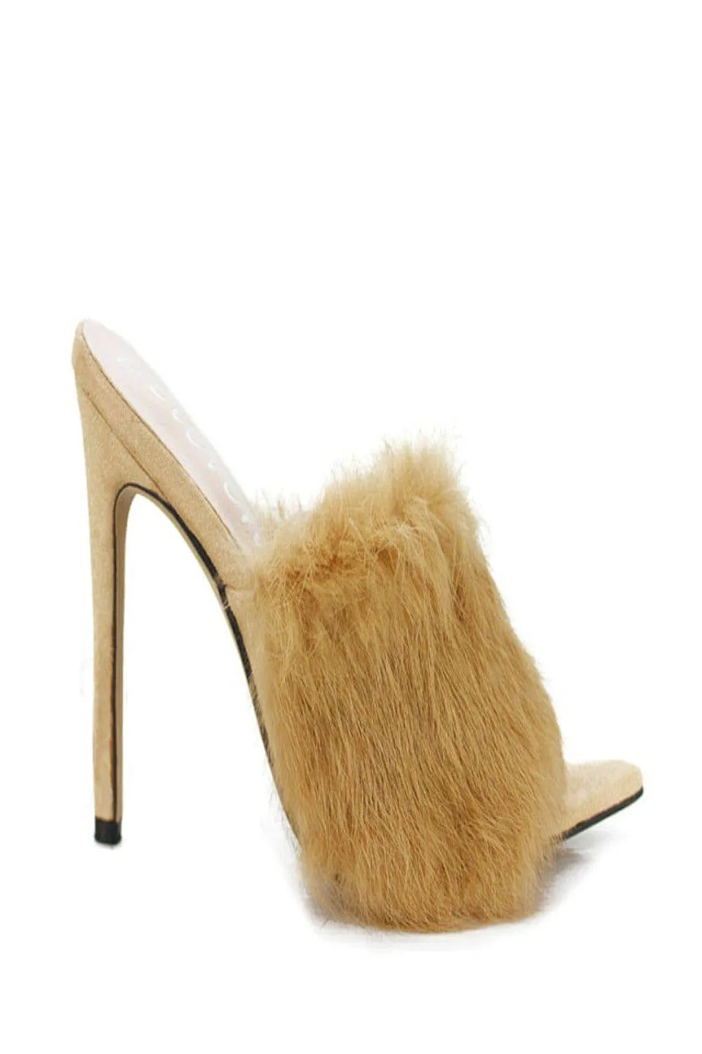 Stiletto High Heel Sandals Fluffy Fur Shoes