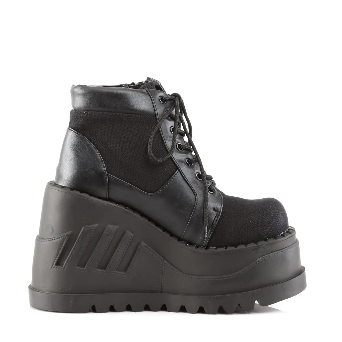 STOMP-10 DemoniaCult Black Canvas Sexy Women's Ankle Boots (Alternative Footwear)