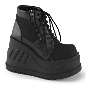 STOMP-10 DemoniaCult Black Canvas Sexy Women's Ankle Boots (Alternative Footwear)