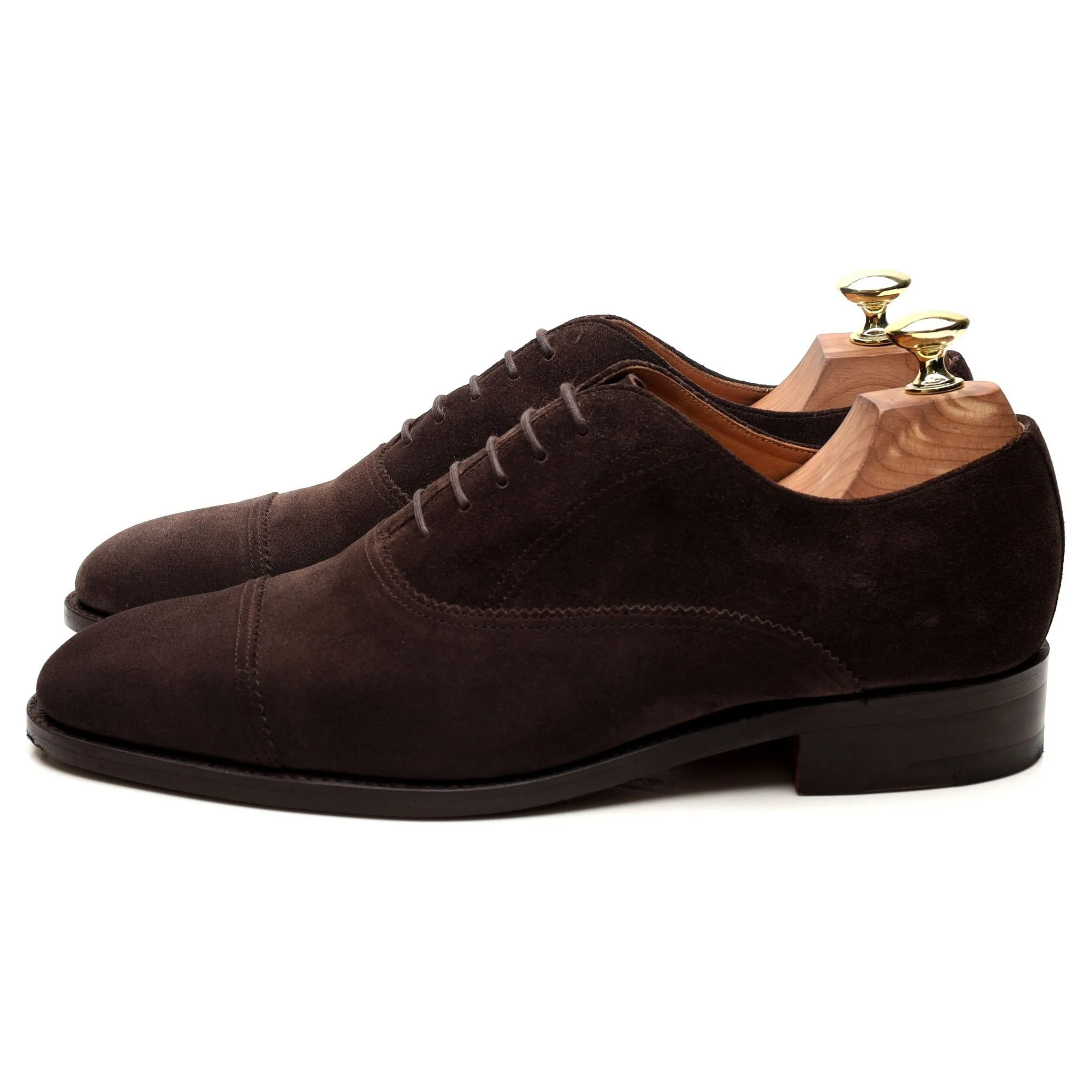 'Straight Cap' Dark Brown Suede Oxford UK 7 G
