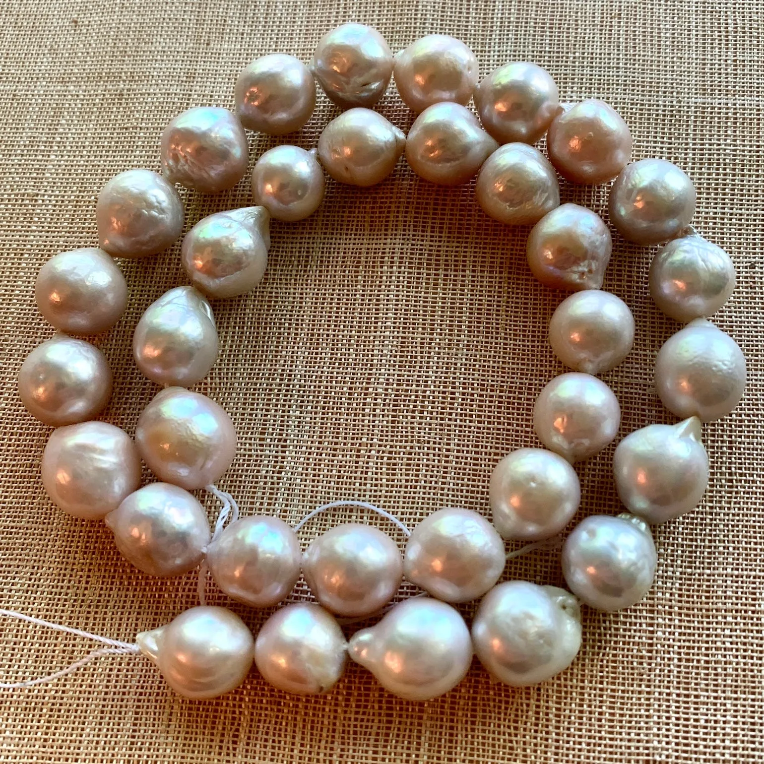 Strand of Roundish Irregular Pearls, 12mm