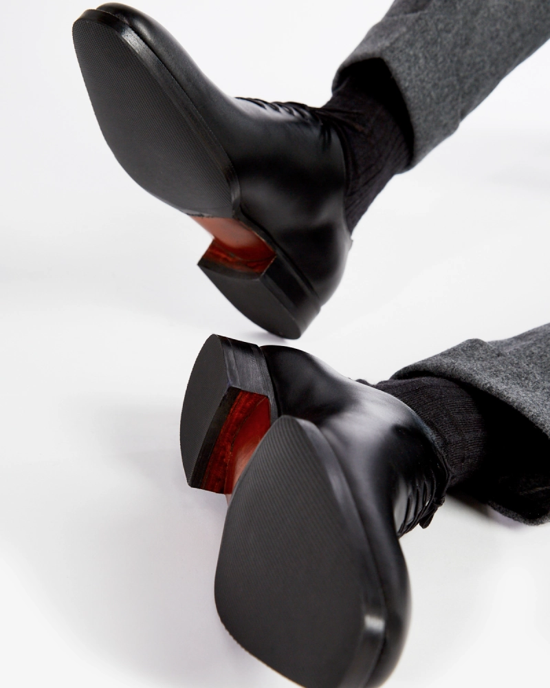 Office Shoes Black Wholecut Oxford Dress Shoe with Rubber Half Soles
