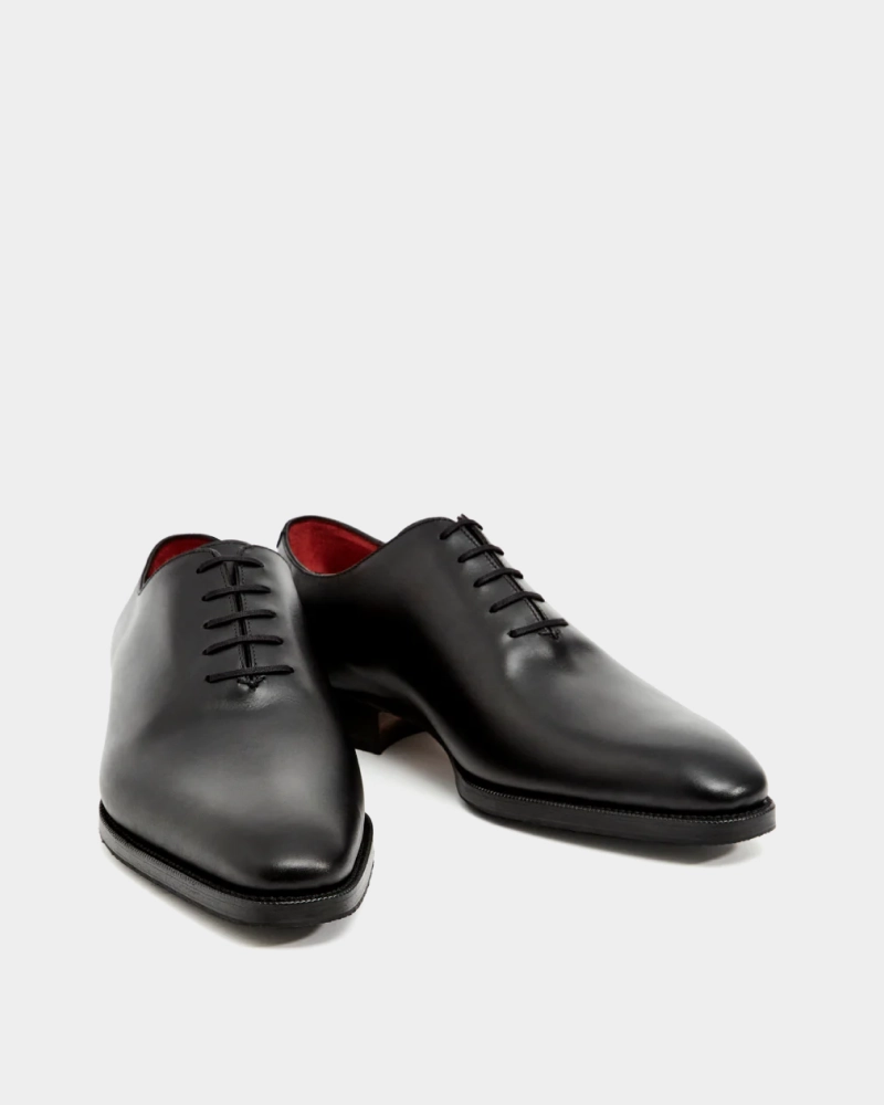 Black Wholecut Oxford Dress Shoe with Rubber Half Soles Soft Step
