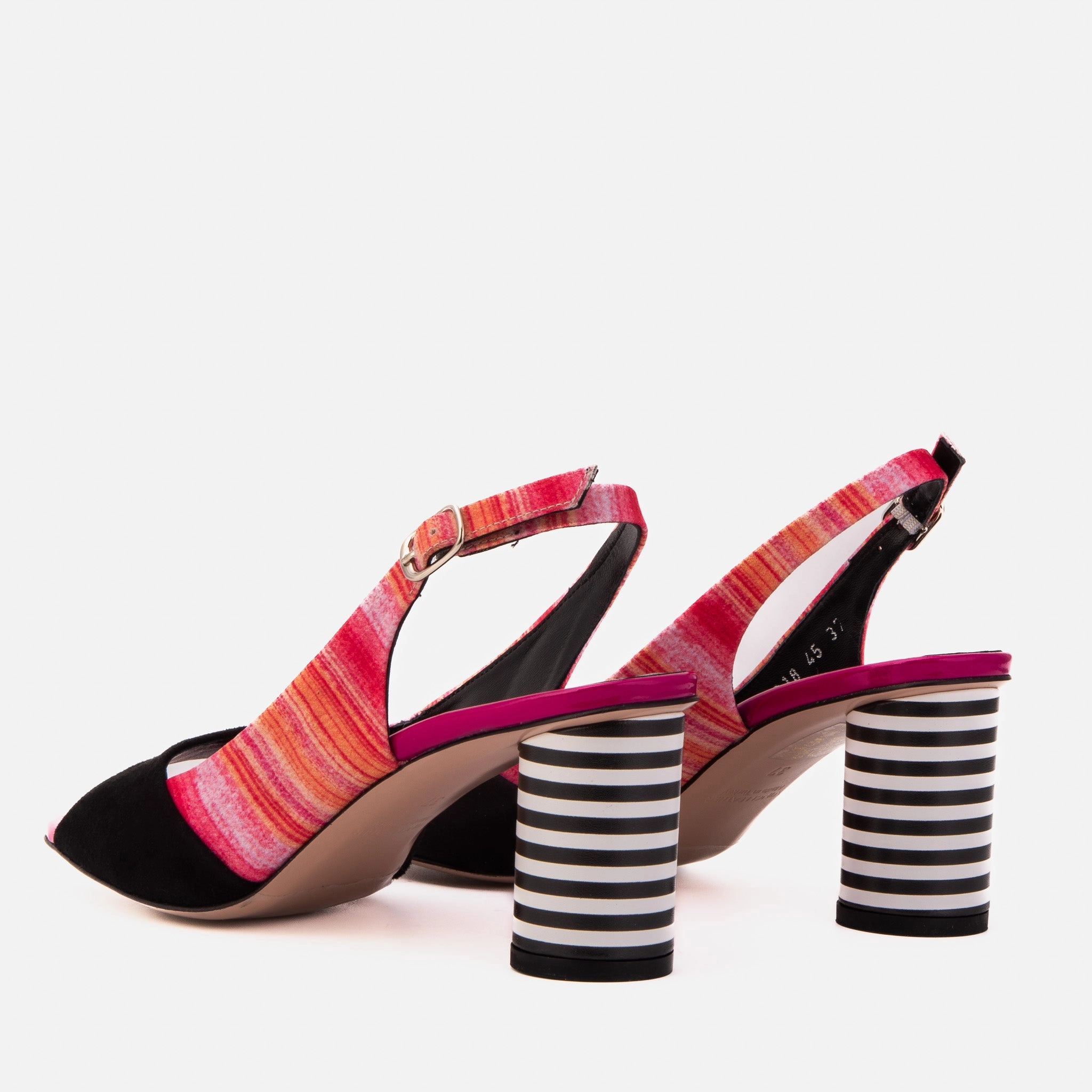 The Spectrum Multicolor Block Heel Leather Women Slingback Sandal Compression Molded Comfort Outdoor