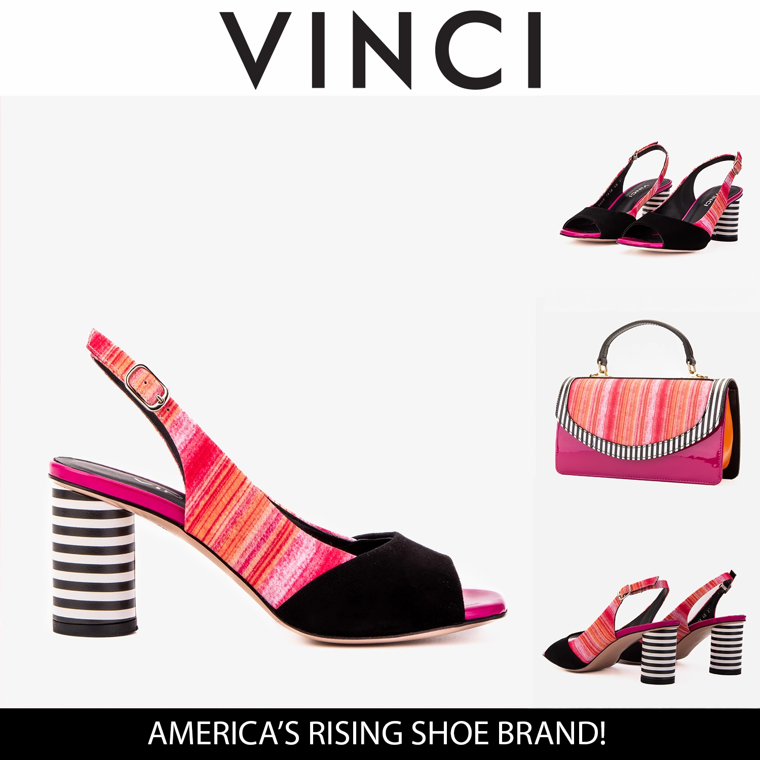 The Spectrum Multicolor Block Heel Leather Women Slingback Sandal Easy Travel Adjustable