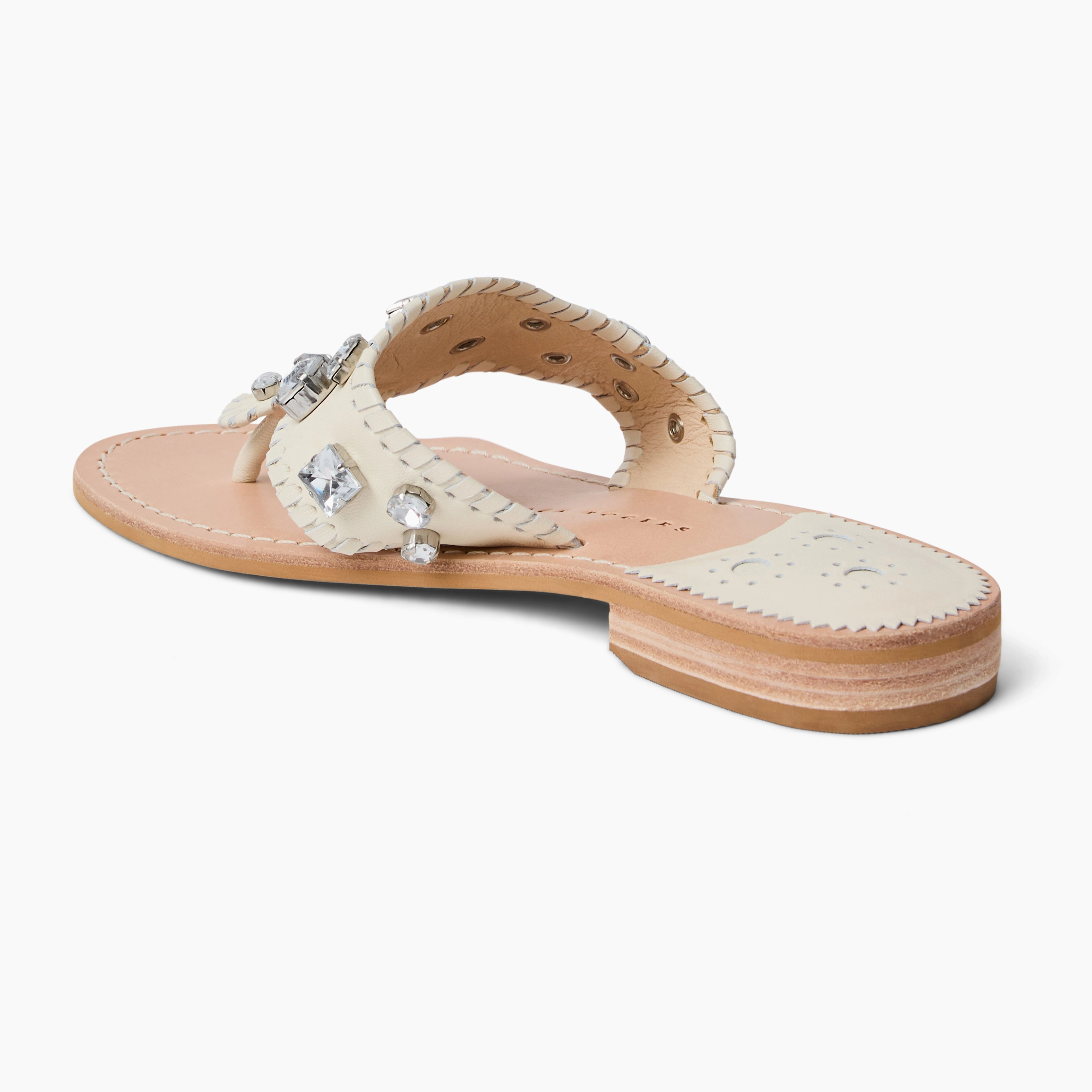 Jacks Jeweled Leather Flat Sandal Effortless Comfort