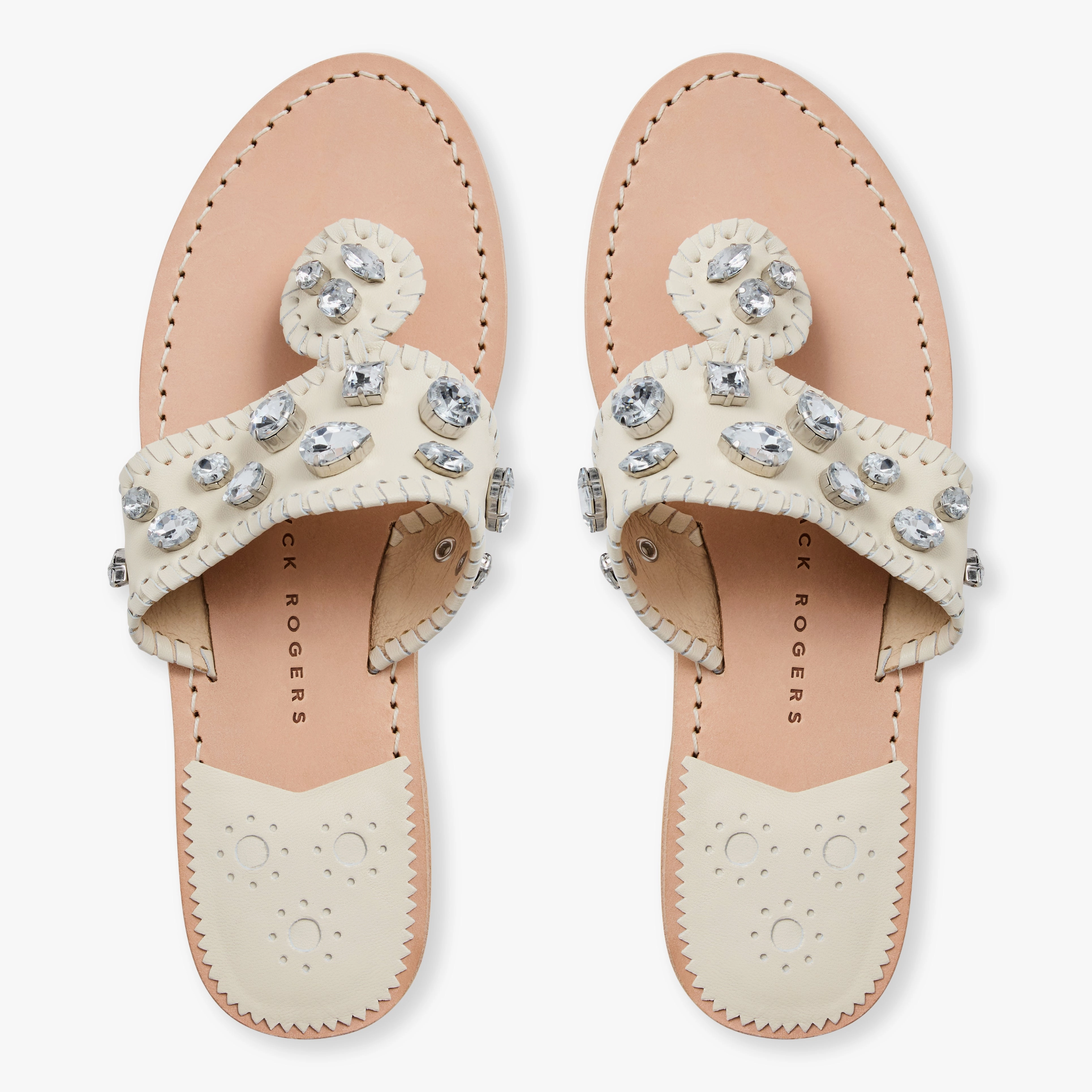 Weight Distribution System Jacks Jeweled Leather Flat Sandal