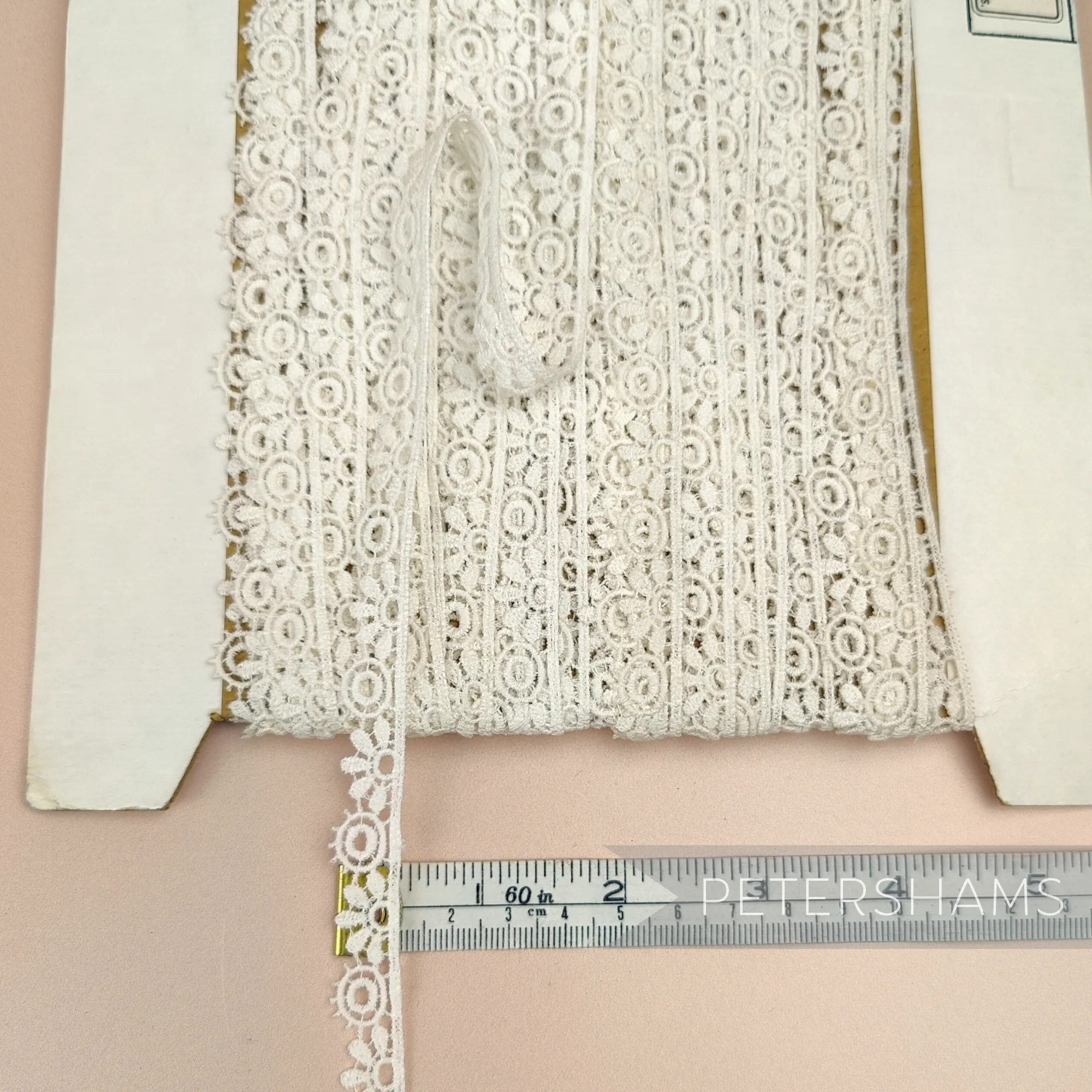 Sunshine Daisy 12mm Vintage 1950/60s Ivory Guipure Lace - 1m