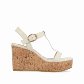 Strap Design MATILDAA CORK WEDGE HEEL SANDALS IN VEGAN LEATHER