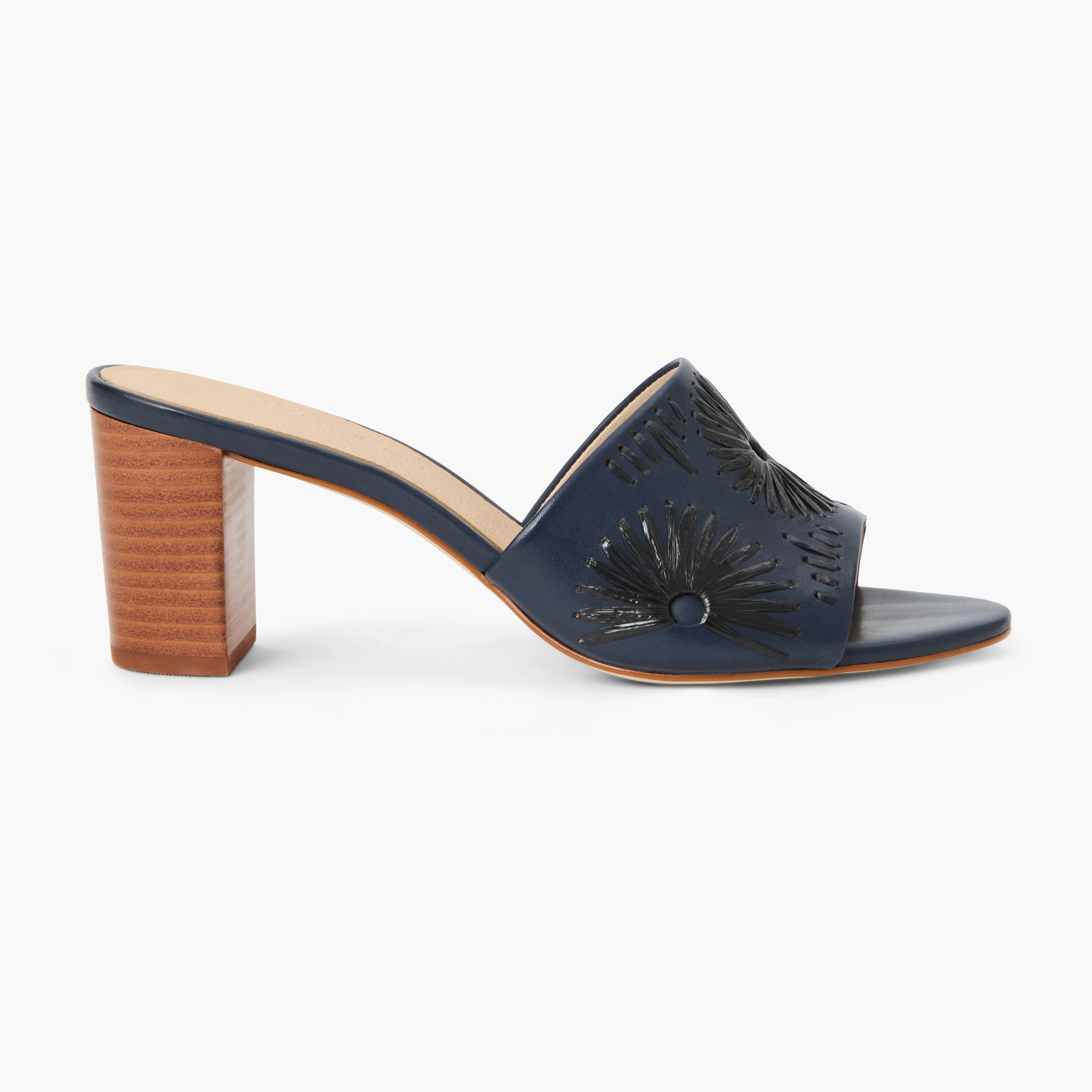 Zebra Stripe Easy Entry Susie Leather & Raffia Sandal Heel