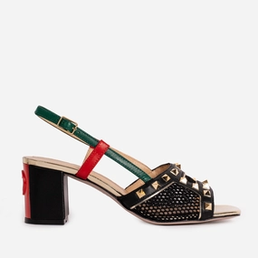 Fashionable Travel Shoes Adjustable band The Linea Black Leather Women Slingback Shoe