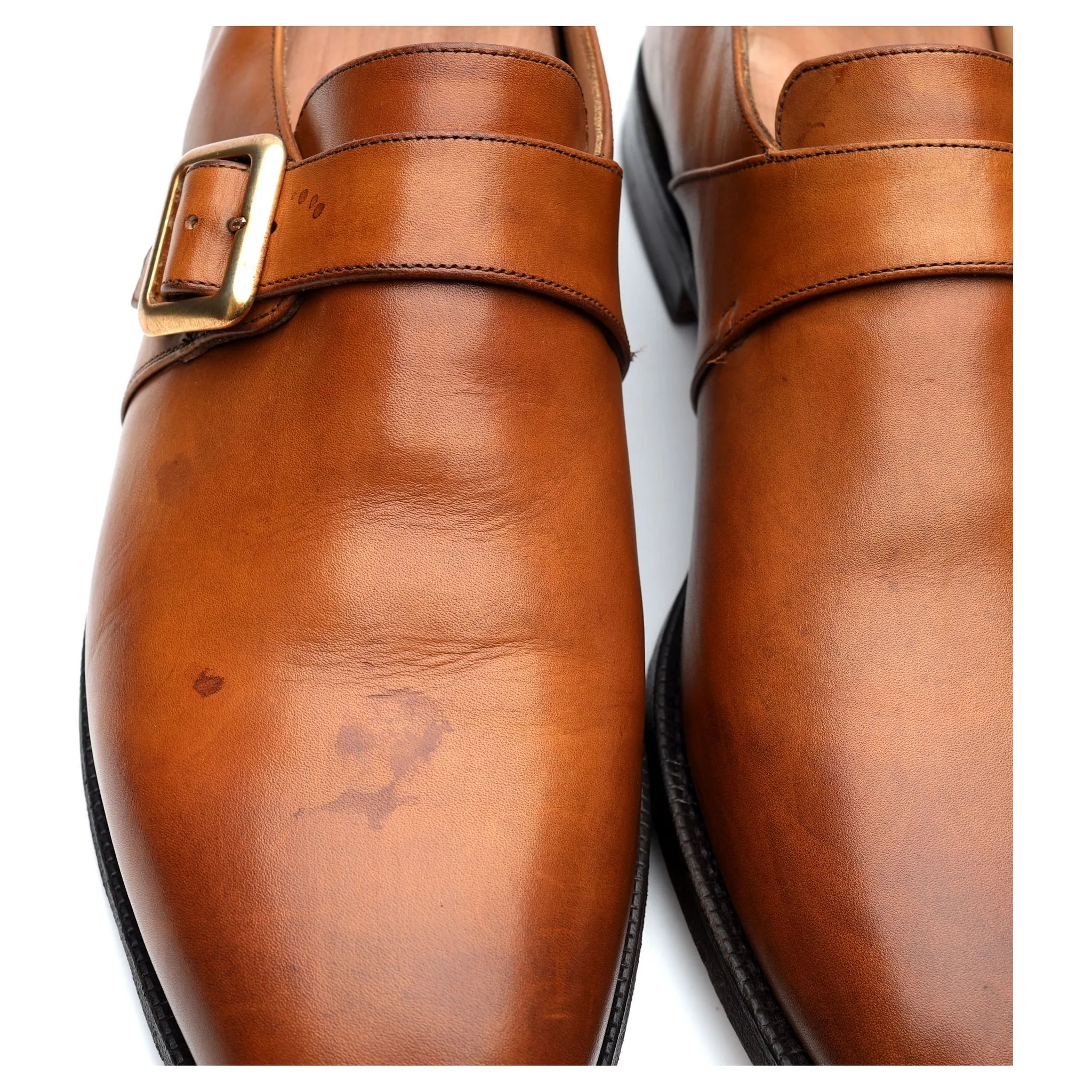 'Sydney' Tan Brown Leather Monk Strap UK 10.5 G