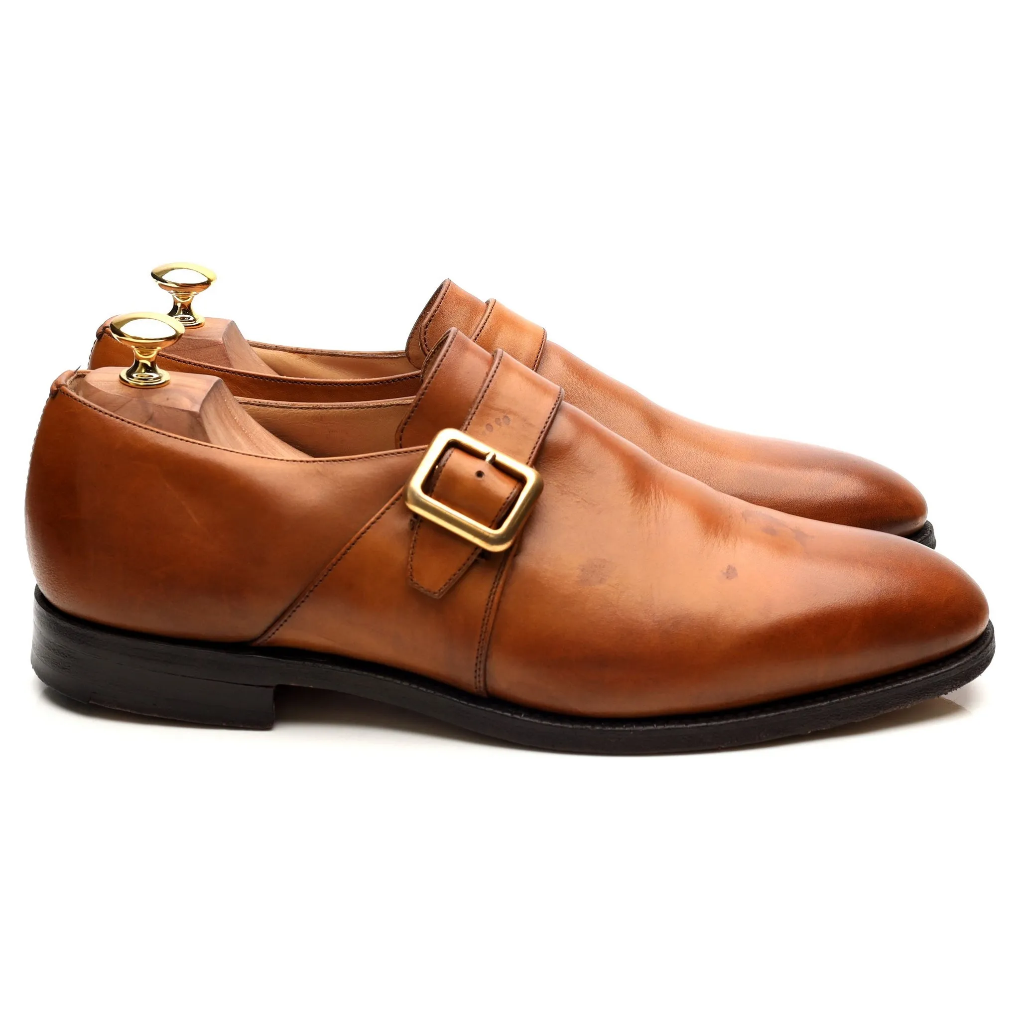 'Sydney' Tan Brown Leather Monk Strap UK 10.5 G